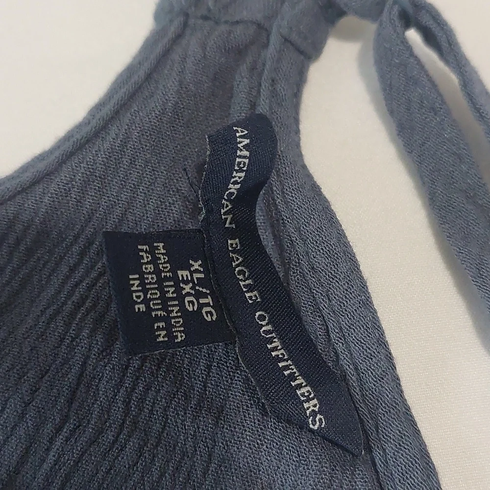 American Eagle Outfitters Lace Trim Cami ,Tank Top Blue With Black Lace .XL - Picture 2 of 7